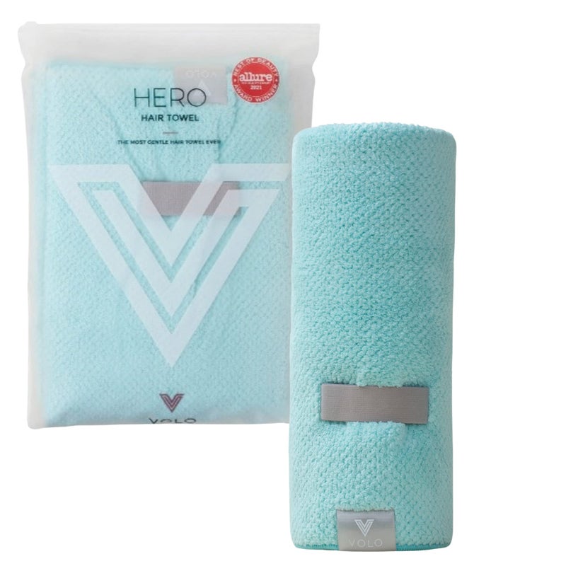 VOLO Hero Capri Blue Hair Towel Ultra Soft Super Absorbent Quick Drying Nanoweave Fabric Reduce Dry Time by 50 Towel Wrap for All Hair Types Anti Frizz Anti Breakage Reusable Packaging