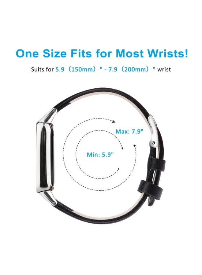 O Ozone (Pack of 2) O Ozone Leather Strap Compatible with Fitbit Luxe Strap for Women Men, Soft Breathable Leather Sport Wristband Metal Classic Buckle Bracelet Replacement Strap for Fitbit Luxe Fitness Tracker - Black/Dark Brown - Image 5