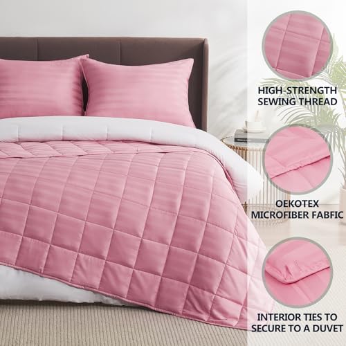 anfie Weighted Blanket Twin Size (48"x72" 15lbs),Ultra Soft and Cozy Cooling Weighted Blanket Twin Size for Adult,Heavy Blanket with Machine Washable Soft Blanket, Pink - Image 4