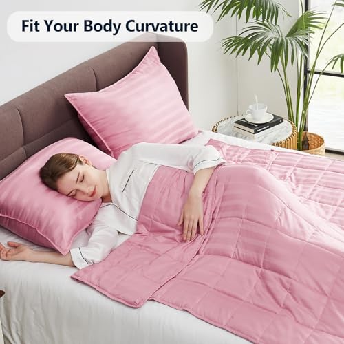 anfie Weighted Blanket Twin Size (48"x72" 15lbs),Ultra Soft and Cozy Cooling Weighted Blanket Twin Size for Adult,Heavy Blanket with Machine Washable Soft Blanket, Pink - Image 2