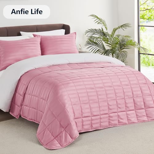 anfie Weighted Blanket Twin Size (48"x72" 15lbs),Ultra Soft and Cozy Cooling Weighted Blanket Twin Size for Adult,Heavy Blanket with Machine Washable Soft Blanket, Pink - Image 5