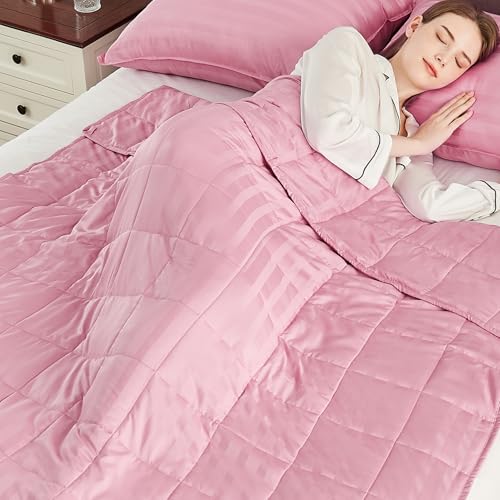 anfie Weighted Blanket Twin Size (48"x72" 15lbs),Ultra Soft and Cozy Cooling Weighted Blanket Twin Size for Adult,Heavy Blanket with Machine Washable Soft Blanket, Pink - Image 1