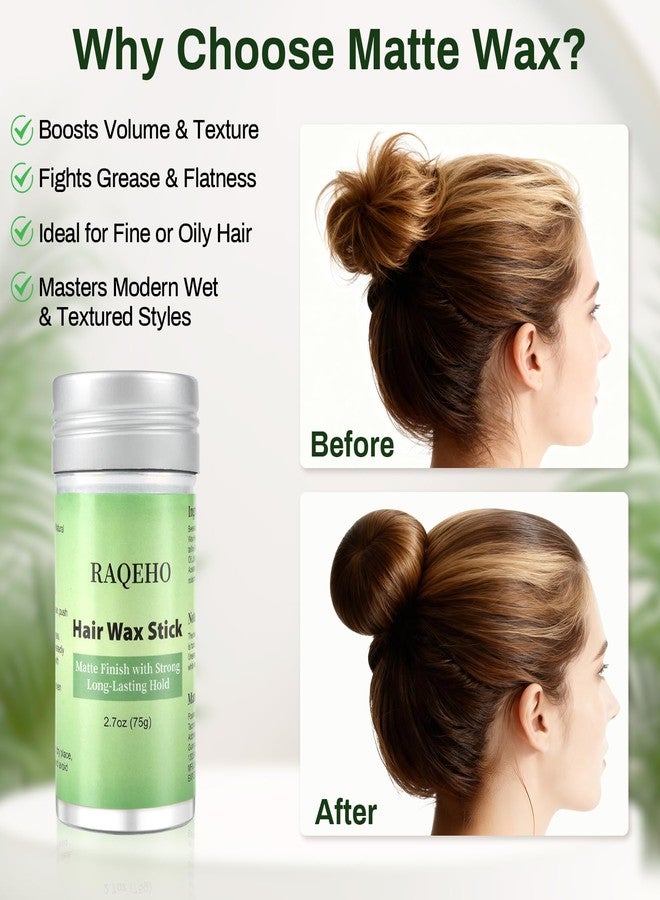 RAQEHO 2.7oz Hair Wax Stick - Matte Finish Slick Back Stick for Flyaways Hair Tamer Wand Gel Sleek Pomade Balm for Matte Look Seekers, Hair Frizz, Styling, Smoothing, Finishing, Edge Control Tools - Image 5