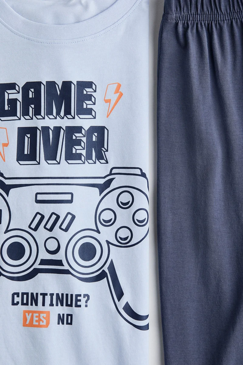 اتش اند ام بيجاما من القطن مزينة بطبعة