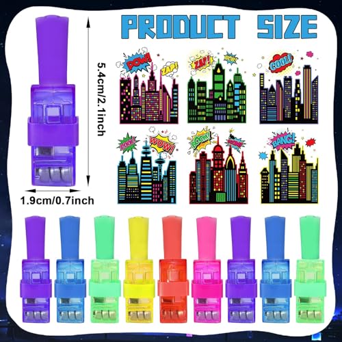 Oitnlaughter 36Pcs Super Theme Hero LED Finger Lights Hero Party Favors Glow in the Dark Light Up Finger Lights City Themed Toys Bulk for Super Birthday Party Goodie Bag Stuffer Birthday Gifts Classroom Prize - Image 5