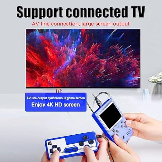 HANDHELD GAME CONSOLE, PORTABLE GAME SYSTEM, 3 INCH LCD SCREEN, RETRO GAME CONSOLE WITH TWO PLAYER GAMES AND TV OUTPUT FOR CHILDREN AND ADULTS (BLUE) - Image 2