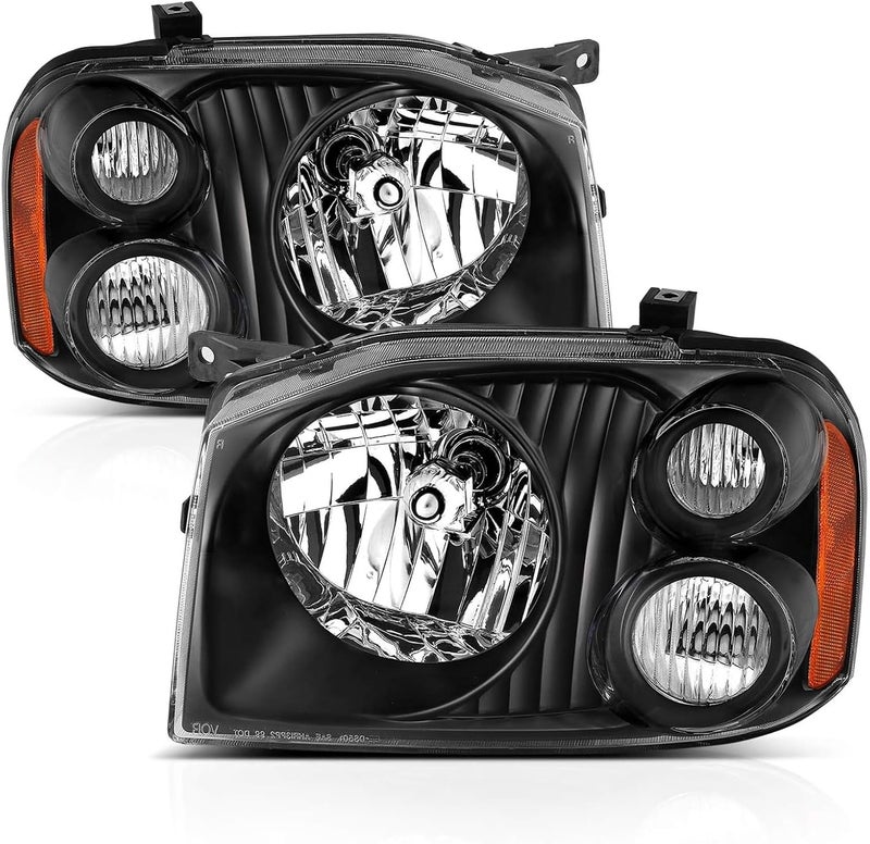 APSVE 2PCS Black Headlight Assembly for 2001-2004 Nissan Frontier - Image 1