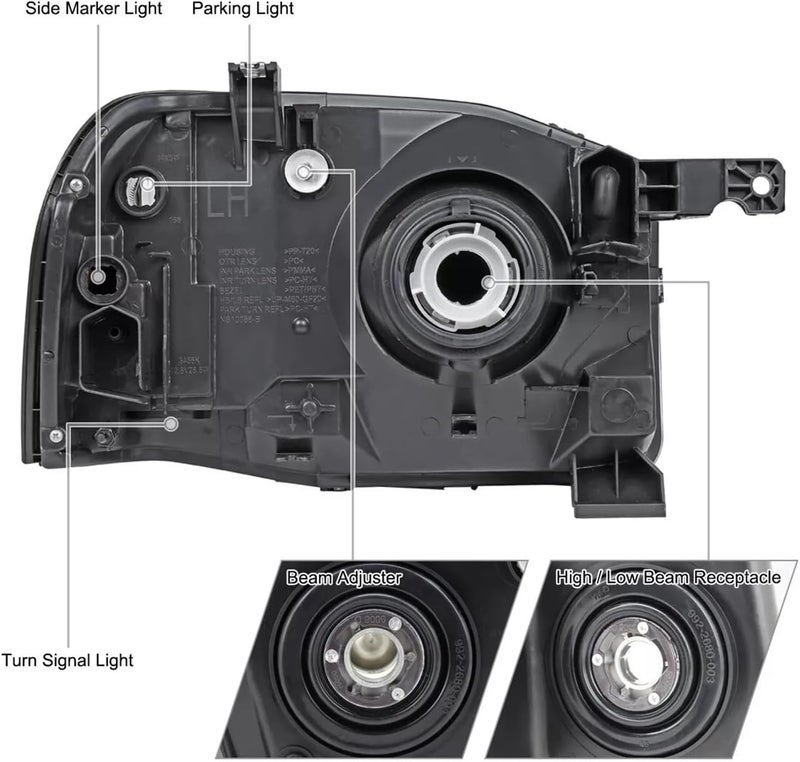 APSVE 2PCS Black Headlight Assembly for 2001-2004 Nissan Frontier - Image 4