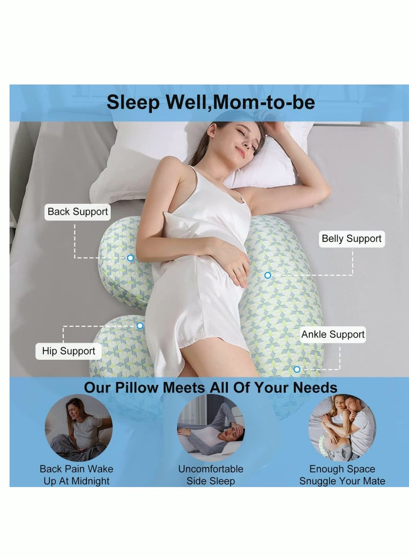 MIXDE Pregnancy Pillows for Sleeping Maternity Pillow for Pregnant Women Soft Pregnancy Body Pillow with Detachable and Adjustable Pillow Cover Support for Belly Back Legs - Image 2