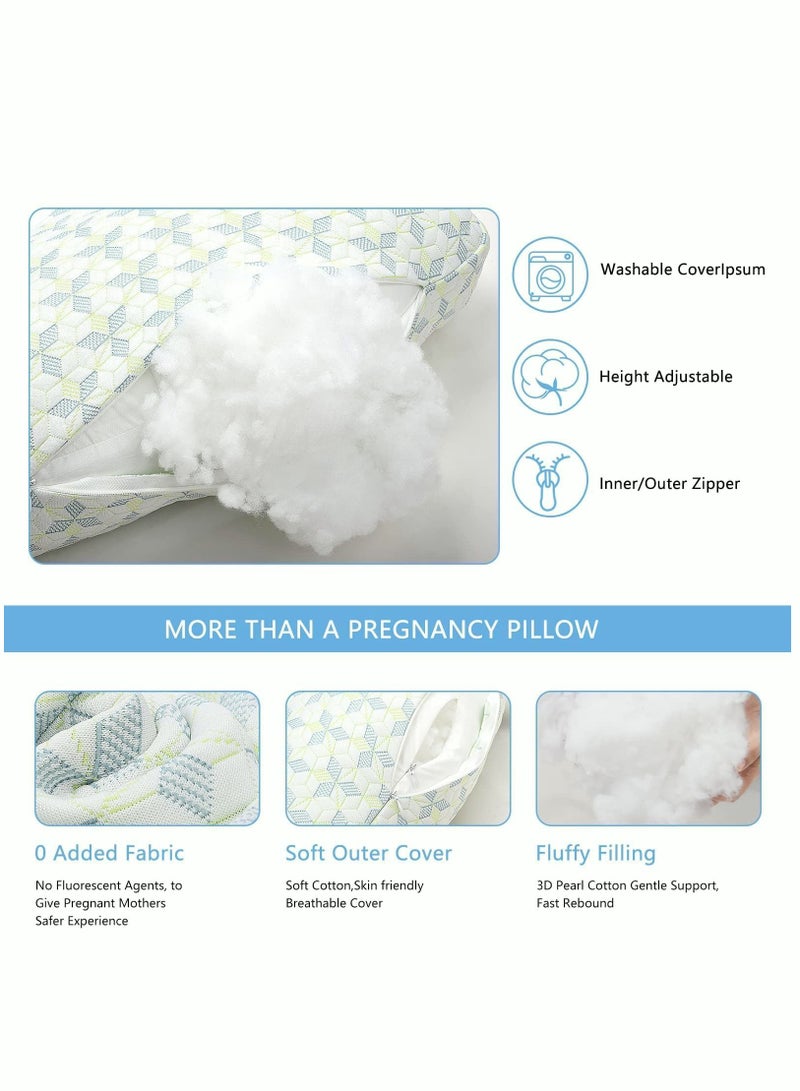 MIXDE Pregnancy Pillows for Sleeping Maternity Pillow for Pregnant Women Soft Pregnancy Body Pillow with Detachable and Adjustable Pillow Cover Support for Belly Back Legs - Image 5