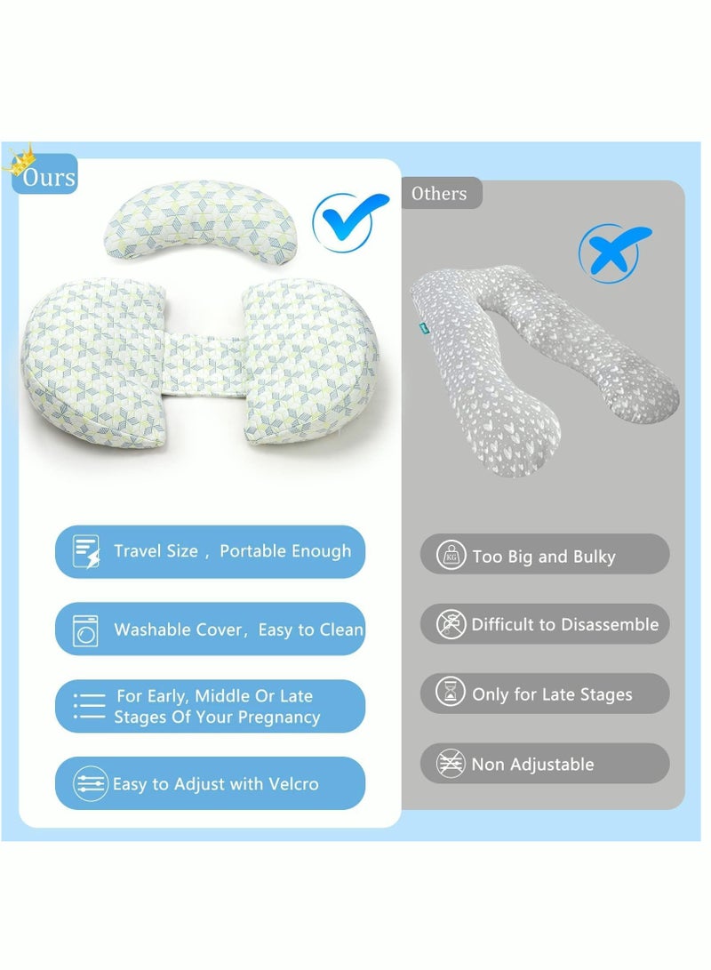 MIXDE Pregnancy Pillows for Sleeping Maternity Pillow for Pregnant Women Soft Pregnancy Body Pillow with Detachable and Adjustable Pillow Cover Support for Belly Back Legs - Image 3