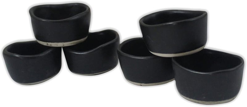 roro 2 Inch Handmade Ceramic Pinch Bowls in SemiMatte Black Set of 6 Versatile Stoneware for Spices Condiments Appetizers Finger Food Serving - Image 1