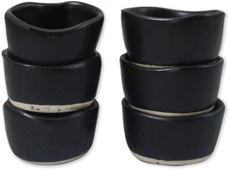 roro 2 Inch Handmade Ceramic Pinch Bowls in SemiMatte Black Set of 6 Versatile Stoneware for Spices Condiments Appetizers Finger Food Serving - Image 2