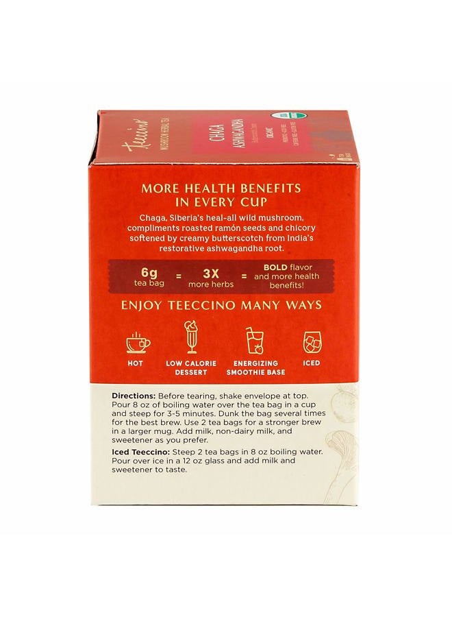 teeccino Chaga Ashwagandha Butterscotch Cream Organic Mushroom Adaptogen Herbal Tea 60 g, 10 Teabags - Image 4