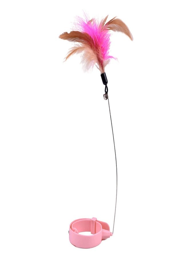 KIMISS Cat Feather Collar Ornamentss Adjustable Flexible Funny Interactive Cat Feather Wand Collar with Bell for Cat Indoor Play Pink Professional Accessories for Use (Pink) - Image 3