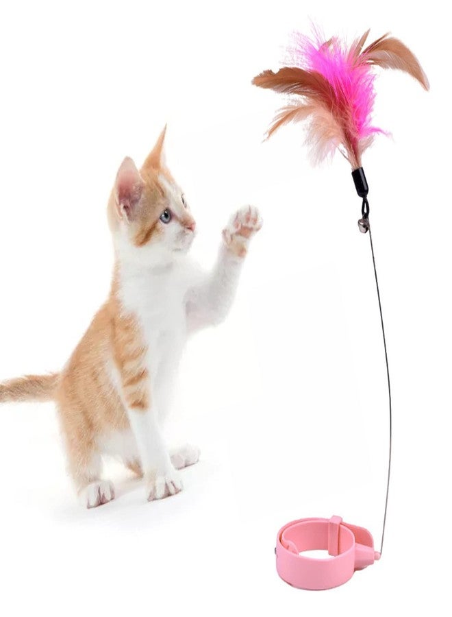 KIMISS Cat Feather Collar Ornamentss Adjustable Flexible Funny Interactive Cat Feather Wand Collar with Bell for Cat Indoor Play Pink Professional Accessories for Use (Pink) - Image 5