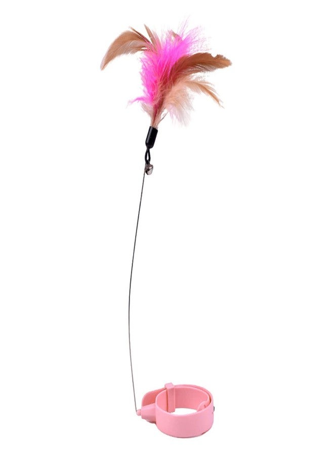 KIMISS Cat Feather Collar Ornamentss Adjustable Flexible Funny Interactive Cat Feather Wand Collar with Bell for Cat Indoor Play Pink Professional Accessories for Use (Pink) - Image 2