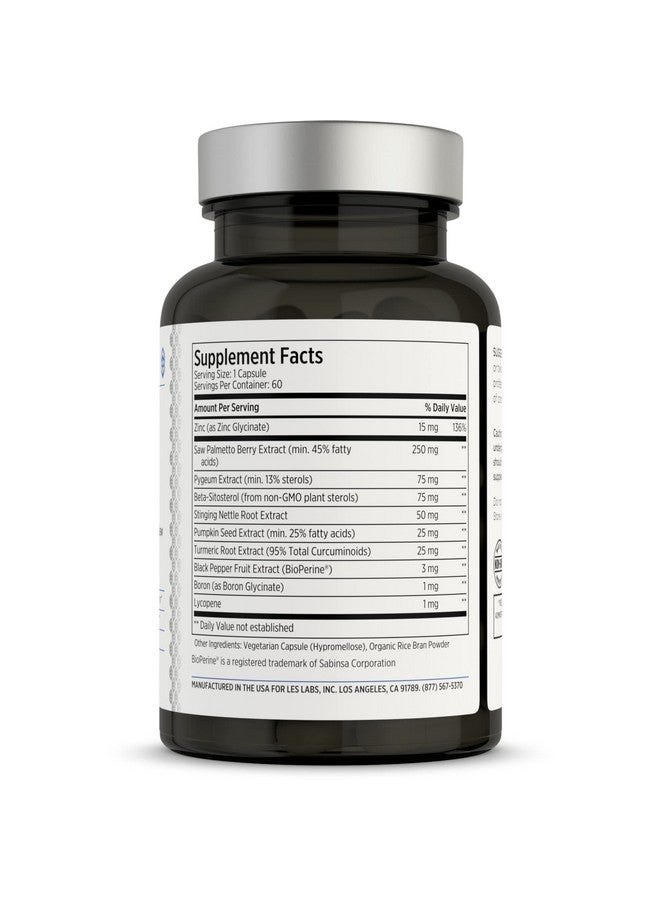 LES Labs Prostate Health Prostate Support Urinary Tract Health Fewer Bathroom Visits & Improved Sleep Saw Palmetto Pygeum Beta Sitosterol & Nettle Root Nongmo Supplement 60 Capsules - Image 3