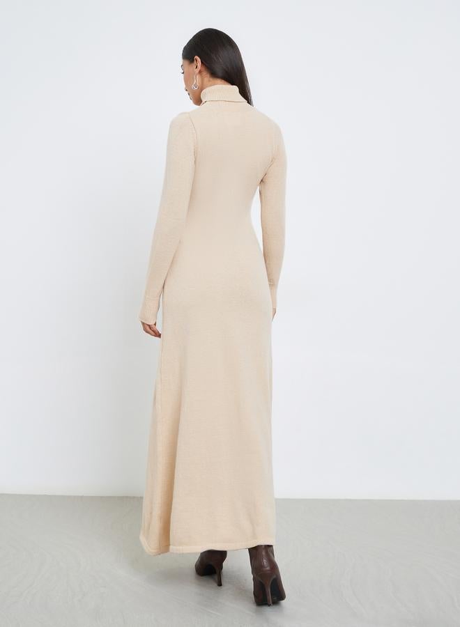 ستايلي فستان طويل بنمط سويتر مع ياقة رول - أب - Image 4