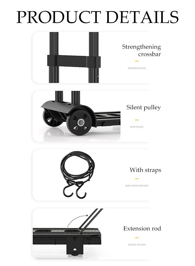 DUNISO Folding Hand Truck,Moving Platform Cart with Wheels，with Telescoping Handle，Strong Load Bearing Capacity, Sturdy and Durable，for Shopping, Moving,and Travel  - Image 3