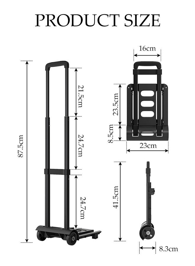 DUNISO Folding Hand Truck,Moving Platform Cart with Wheels，with Telescoping Handle，Strong Load Bearing Capacity, Sturdy and Durable，for Shopping, Moving,and Travel  - Image 2