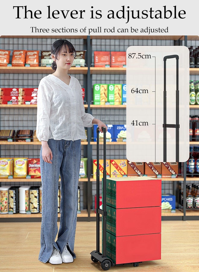 DUNISO Folding Hand Truck,Moving Platform Cart with Wheels，with Telescoping Handle，Strong Load Bearing Capacity, Sturdy and Durable，for Shopping, Moving,and Travel  - Image 5