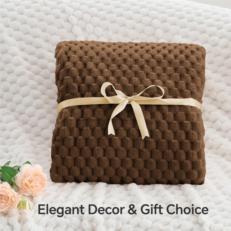 BEDELITE Fleece Blanket - 3D Jacquard Decorative Brown Throw Blankets for Couch & Bed  Soft and Cozy Warm Plush Fluffy Blanket All Seasons Suitable  50x70Inches - Image 4