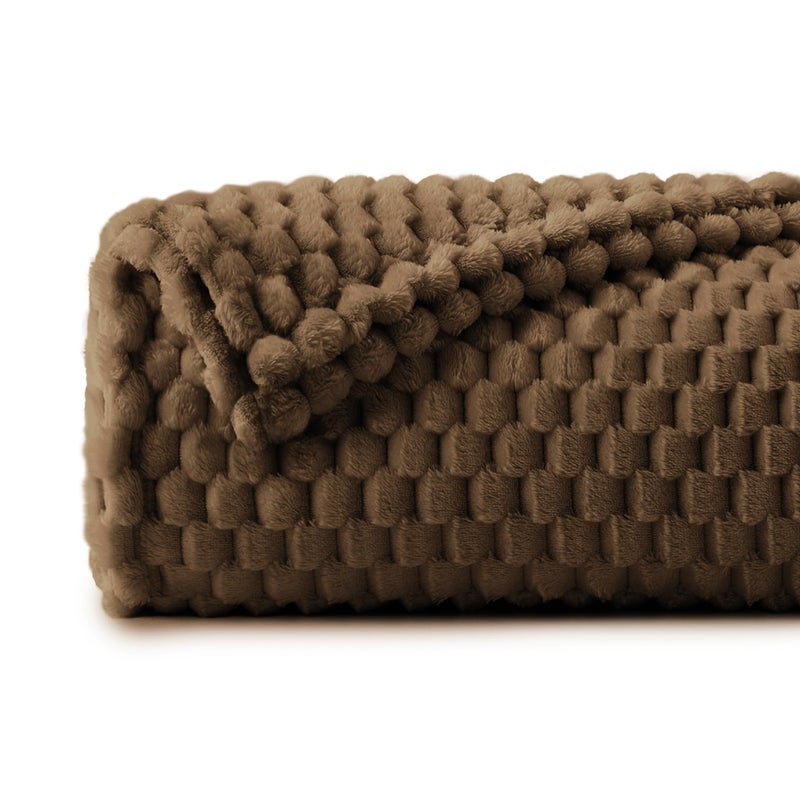 BEDELITE Fleece Blanket - 3D Jacquard Decorative Brown Throw Blankets for Couch & Bed  Soft and Cozy Warm Plush Fluffy Blanket All Seasons Suitable  50x70Inches - Image 1