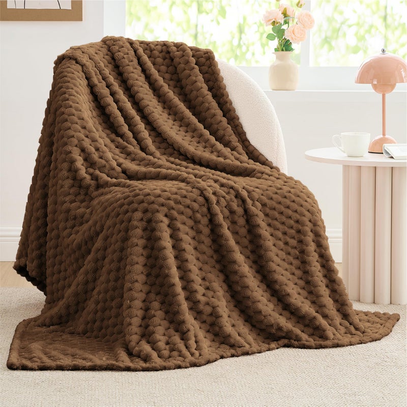 BEDELITE Fleece Blanket - 3D Jacquard Decorative Brown Throw Blankets for Couch & Bed  Soft and Cozy Warm Plush Fluffy Blanket All Seasons Suitable  50x70Inches - Image 2