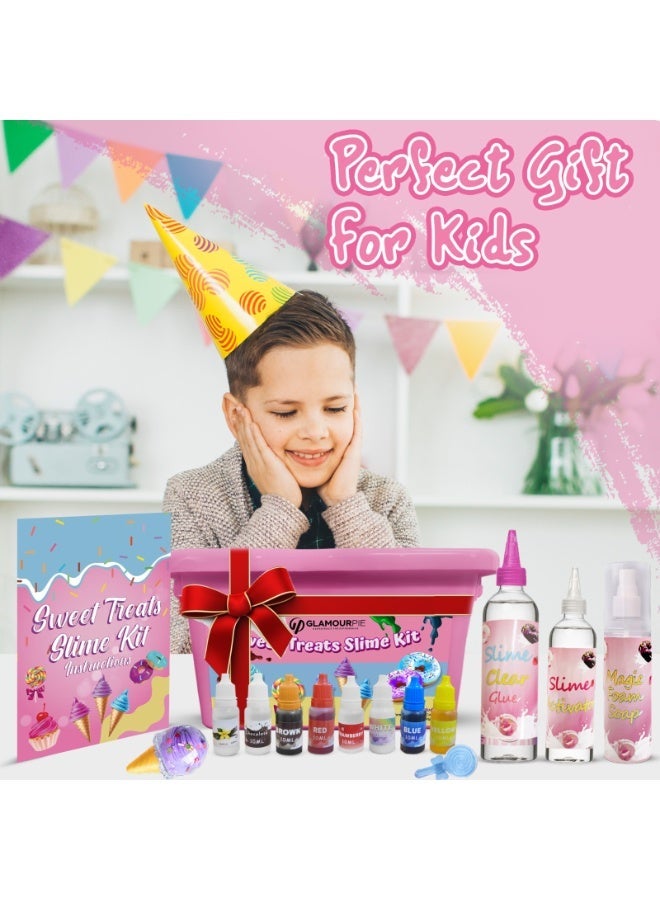 GlamourPie DIY Slime Kit for Kids, Fluffy Slime Making Kit Toys for Girls Non-Sticky & Scented to Craft Butter, Cloud, Candy & Ice Cream Slime with Charms – Birthday Gift - Image 3