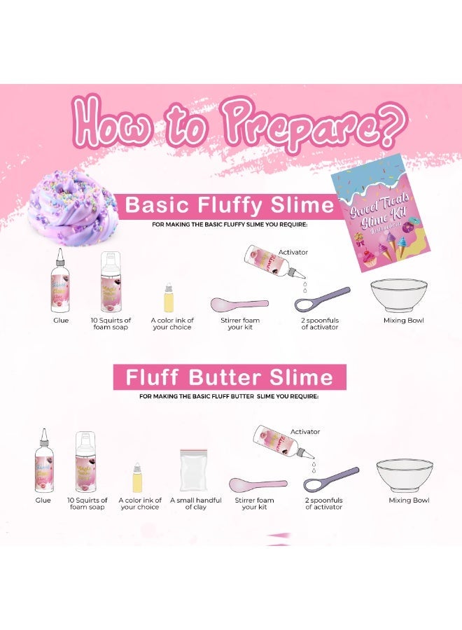 GlamourPie DIY Slime Kit for Kids, Fluffy Slime Making Kit Toys for Girls Non-Sticky & Scented to Craft Butter, Cloud, Candy & Ice Cream Slime with Charms – Birthday Gift - Image 4