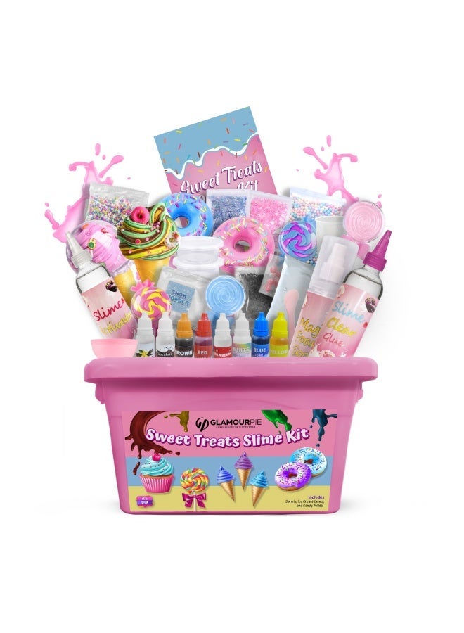 GlamourPie DIY Slime Kit for Kids, Fluffy Slime Making Kit Toys for Girls Non-Sticky & Scented to Craft Butter, Cloud, Candy & Ice Cream Slime with Charms – Birthday Gift - Image 1