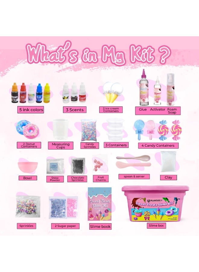 GlamourPie DIY Slime Kit for Kids, Fluffy Slime Making Kit Toys for Girls Non-Sticky & Scented to Craft Butter, Cloud, Candy & Ice Cream Slime with Charms – Birthday Gift - Image 2