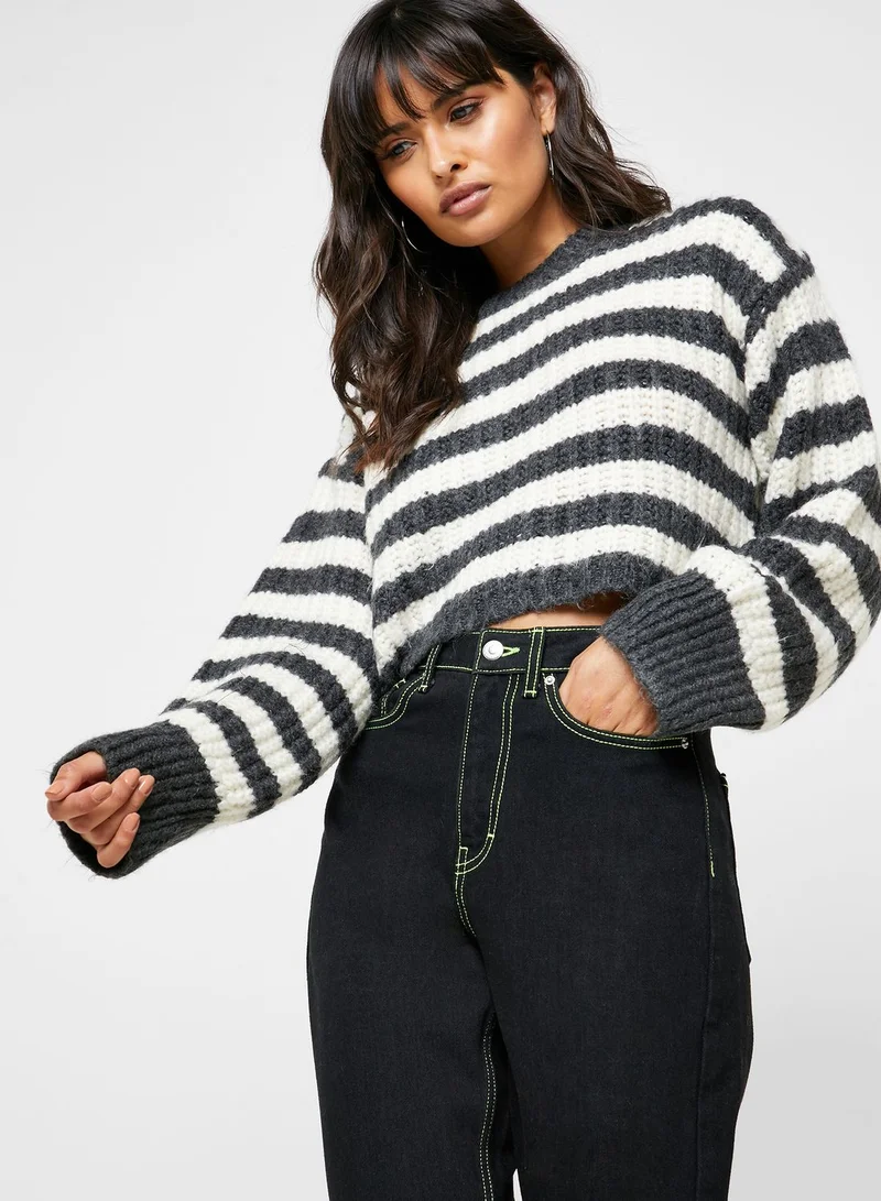 TOPSHOP Crew Neck Striped Sweater