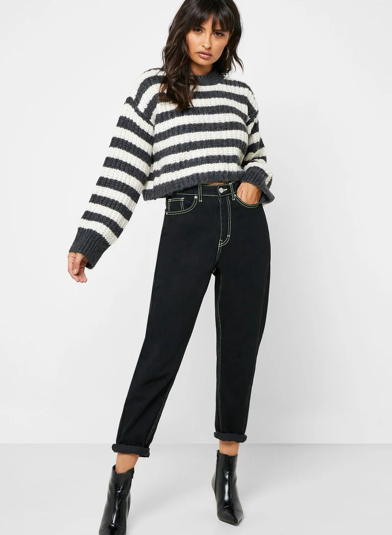 TOPSHOP Crew Neck Striped Sweater