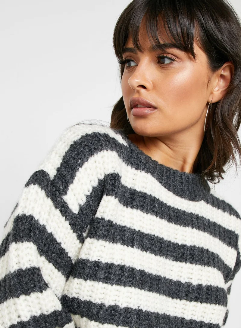TOPSHOP Crew Neck Striped Sweater