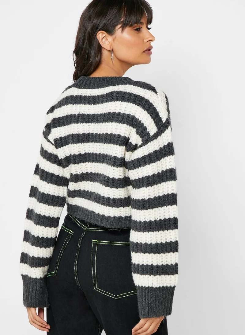 TOPSHOP Crew Neck Striped Sweater