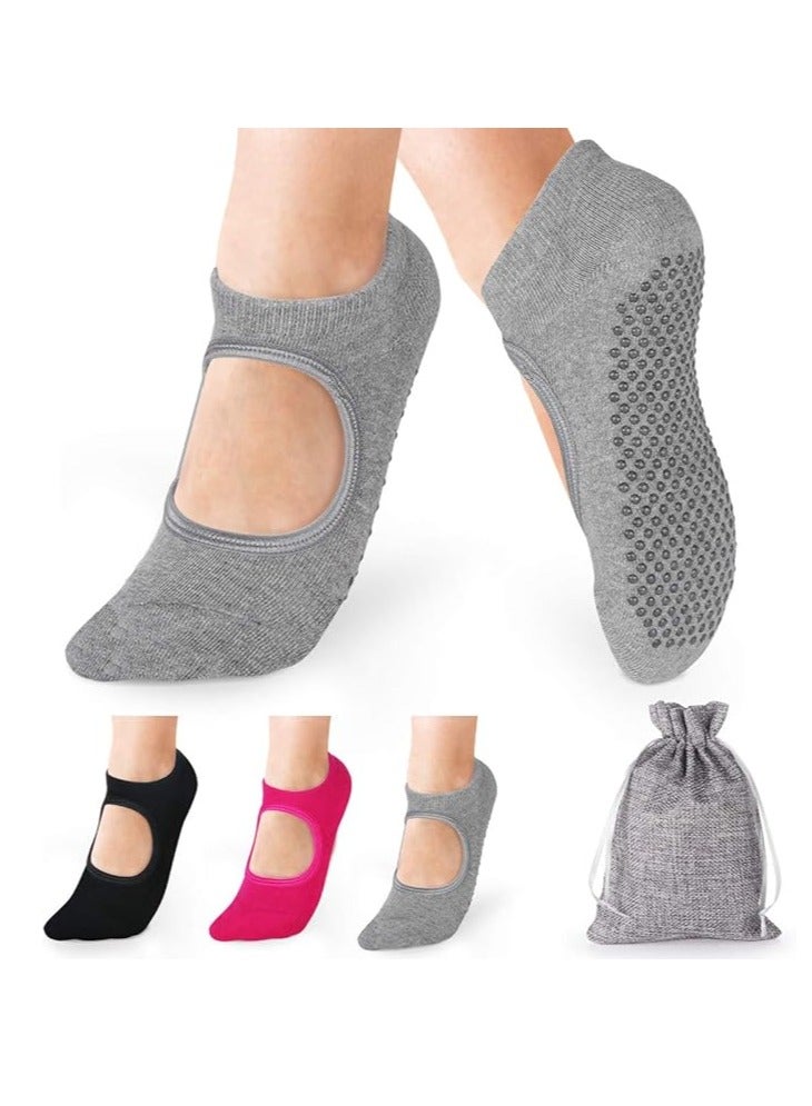 Anstore جوارب يوجا نسائية من Anstore غير قابلة للانزلاق – 3 أزواج، مثالية لليوجا والبيلاتس والتمارين الرياضية، مقاسات 38-45 - Image 1