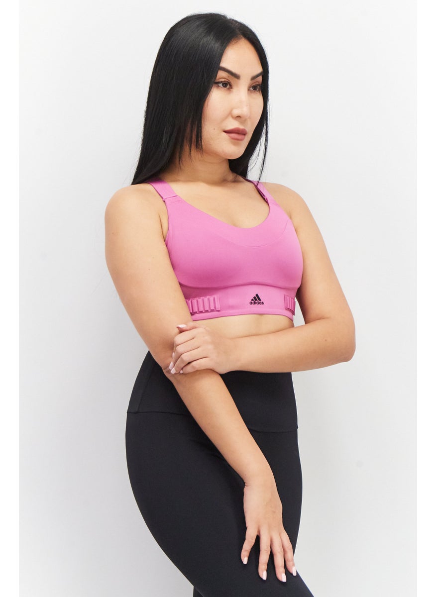 Adidas Women Padded Training Sports Bra, Pink  - Image 4