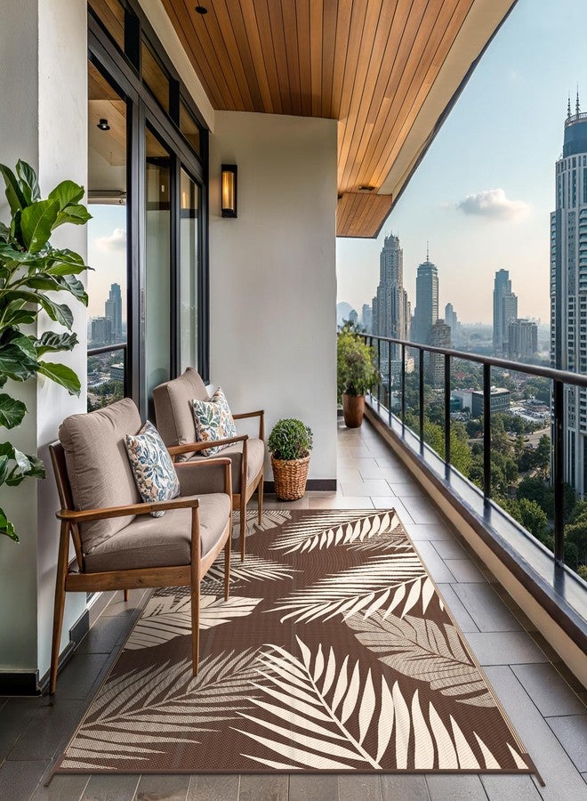 GENIMO Outdoor Rug 6' x 9' Waterproof for Patios Clearance, Reversible Outdoor Plastic Straw Camping Rug Carpet, Large Area Rugs Mats for RV, Camper, Deck, Balcony, Porch, Beach, Picnic, Coffee&Beige - Image 4