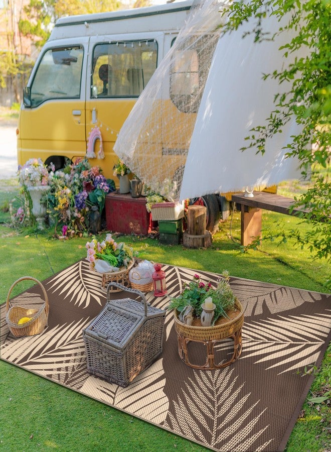 GENIMO Outdoor Rug 6' x 9' Waterproof for Patios Clearance, Reversible Outdoor Plastic Straw Camping Rug Carpet, Large Area Rugs Mats for RV, Camper, Deck, Balcony, Porch, Beach, Picnic, Coffee&Beige - Image 3