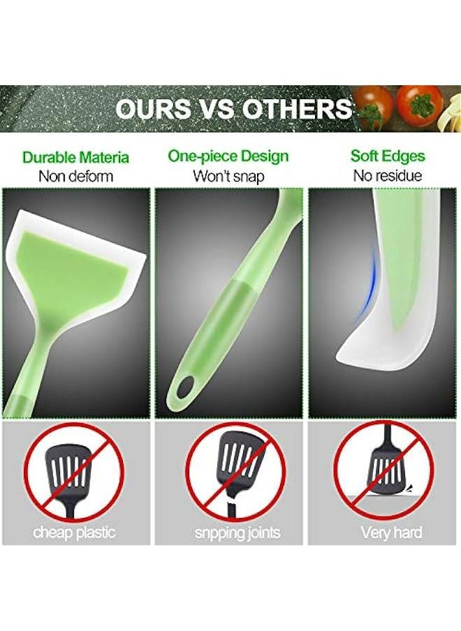 Generic - 2 Pcs Wide Silicone Spatula Tamagoyaki Spatula Shovel Turner Nonstick Fried Shovel Fish Spatula Silicone Wide Flexible Turner for Nonstick Cookware Egg Cookie Omelette(Green,Orange) - Image 1