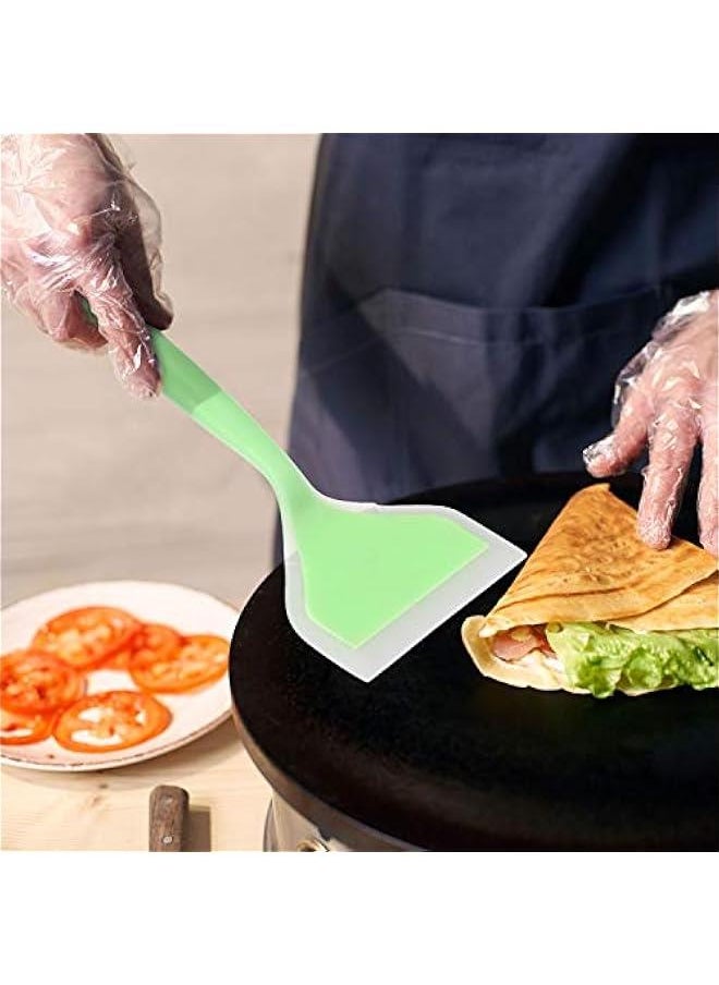 Generic - 2 Pcs Wide Silicone Spatula Tamagoyaki Spatula Shovel Turner Nonstick Fried Shovel Fish Spatula Silicone Wide Flexible Turner for Nonstick Cookware Egg Cookie Omelette(Green,Orange) - Image 1