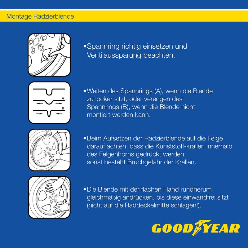 Goodyear Memphis Carbon 10623 Car Wheel Trims Hub Caps Set of 4 40.64 cm (16 Inches) Black/Silver - Image 2