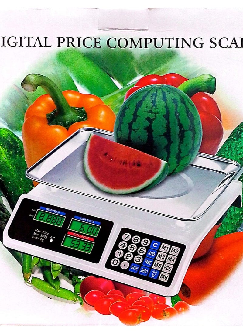 Stainless steel electronic price scale (digital) 40 kg - with front and back screen with one year warranty  - Image 1