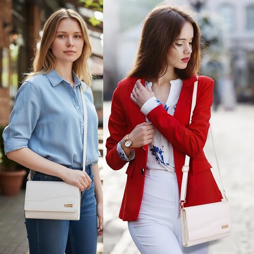 ALSU Women’s Vegan Leather Sling Bag| Stylish Crossbody Purse with Zipper Pocket & Card Slots | Magnetic Closure, Adjustable Strap| Premium Everyday Shoulder Bag for Women & Girls (White) - Image 3