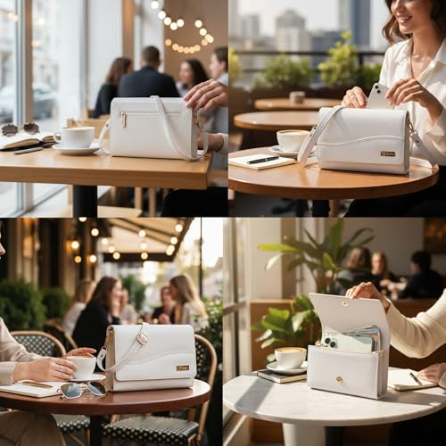 ALSU Women’s Vegan Leather Sling Bag| Stylish Crossbody Purse with Zipper Pocket & Card Slots | Magnetic Closure, Adjustable Strap| Premium Everyday Shoulder Bag for Women & Girls (White) - Image 4
