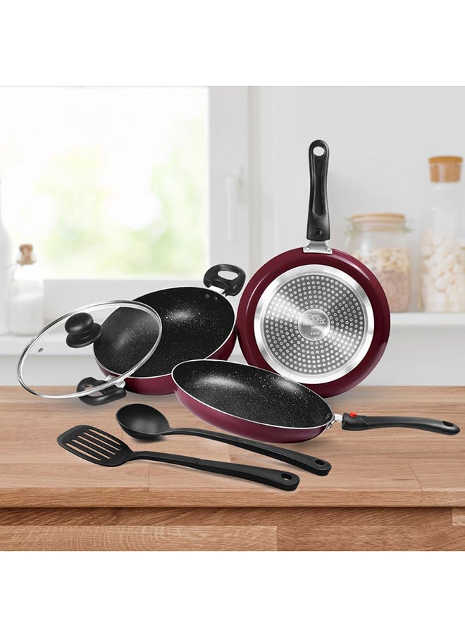 Milton - ProCook Kitchen Jewel cookware Set of 6, Peach (Fry pan 24 cm/1.6 litres; Kadhai 24 cm/2.5 litres with Glass lid; Tawa 25 cm) Induction Base| Non Stick - Image 1