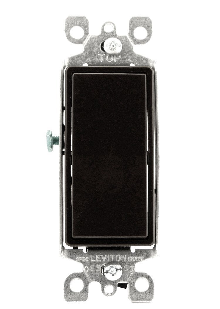 15 Amp, 120/277 Volt, Decora Rocker 3-Way AC Quiet Switch, Residential Grade, Grounding, 5603-2, Brown