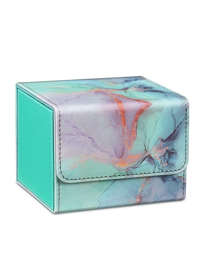 CaseBot Card Deck Box Compatible With Mtg/Tcg/Ccg Magnetic Game Card Case Large Size Fits Up 180+ Game Cards With Pu Divider (Emerald Marble) - Image 1